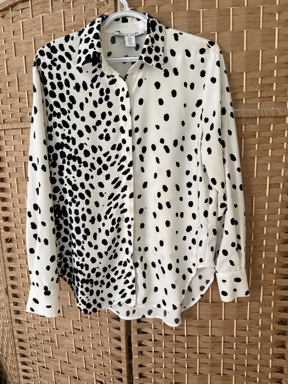 Belle Vere XS Black & White Dalmatian Spot Button-Up Blouse